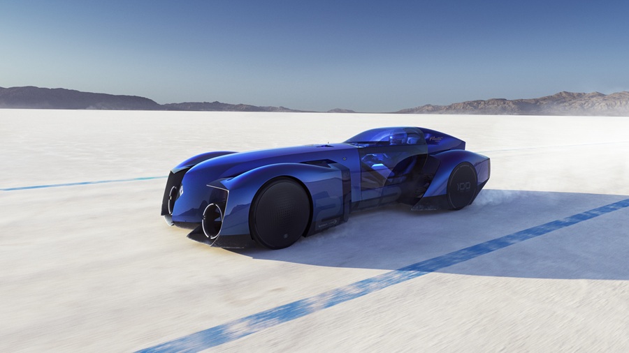 Renault Filante Record 2025 un concept futurist, făcut pentru cercetare și care seamănă cu un Batmobil franțuzesc