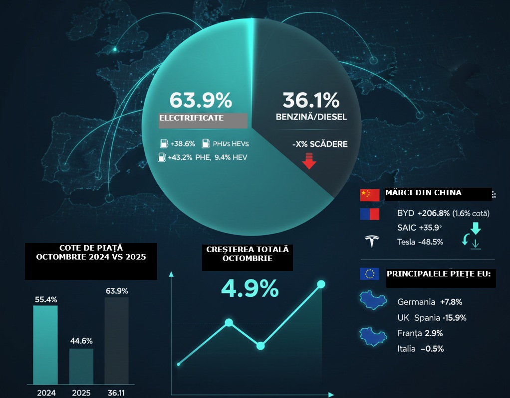 Europa Accelerează Electrificarea: Mașinile Electrificate Ating 63,9% din Înmatriculări, Depășind Benzina și Dieselul
